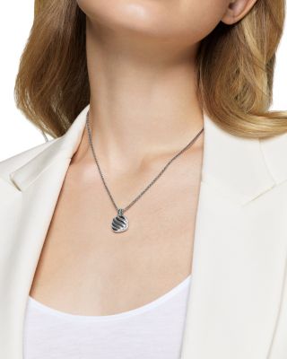 Sterling Silver Sculptured Cable Square Locket Pendant