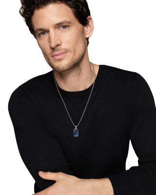 Men's Chevron Tag in Sterling Silver with Pietersite, 27mm