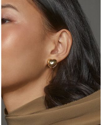 Sunlight Heart Huggie Hoop Earrings in 18K Gold Plated