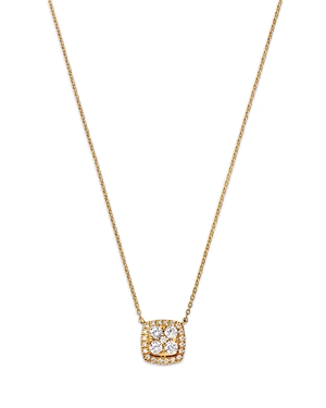 Bloomingdale's Diamond Square Halo Cluster Pendant Necklace In 14k Yellow Gold, 0.50 Ct. T. W. In Gold