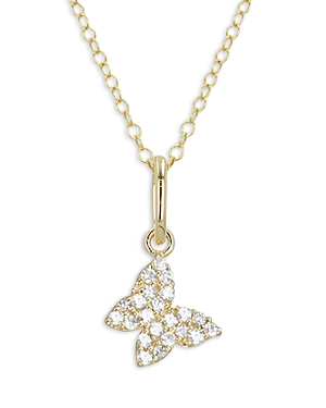 Moon & Meadow 14k Yellow Gold Mini Butterfly Pendant Necklace With Diamonds, 0.1 Ct. T. W. In Gold