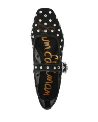 Women's Michaela Square Toe Gem Embellished Mesh Mary Jane Shoes