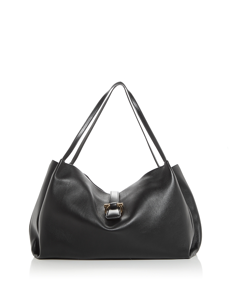 Ferragamo Medium Gancini Tote Bag In Nero