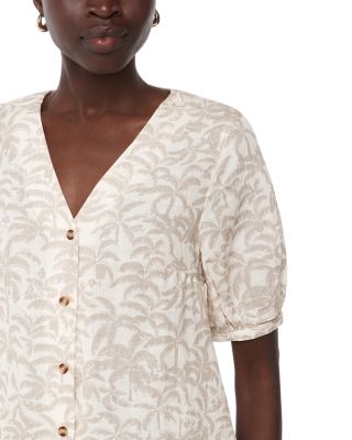 Palm Print Linen Blend Dress