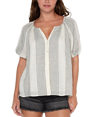 Shop Liverpool Los Angeles Striped Button Front Top In Vintage Stripe