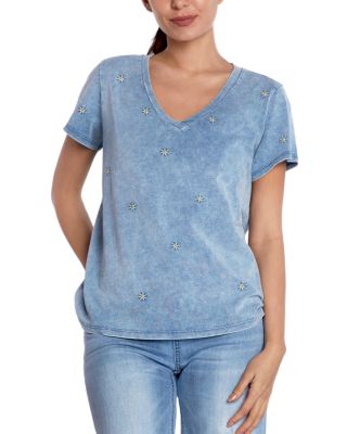 Billy T - Denim Daisy V Neck Tee