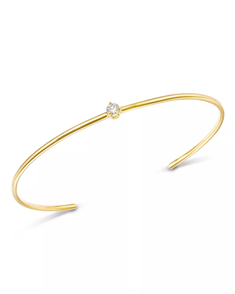 Zoe Chicco 14K Yellow Gold Prong Diamond Cuff, 0.10 tcw