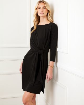 Three Quarter Sleeve Tie Waist Dress