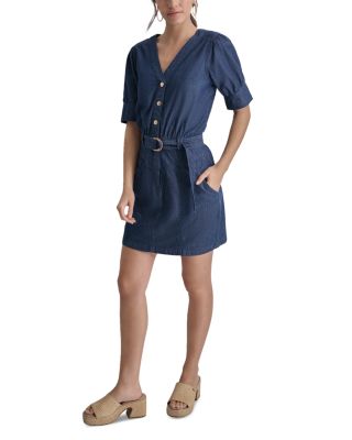 white christmas dresses 1990s DKNY Denim Babydoll Mini Dress – Style & Salvage main image 0