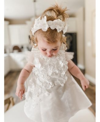  Girls' Butterfly White Satin Ceremony Dress - Baby, Little Kid, Big Kid