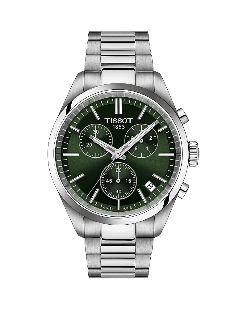 Tissot Pr 100 Chronograph Quartz Green Dial Steel Men's Watch T150.417.11.091.00 In Green/silver