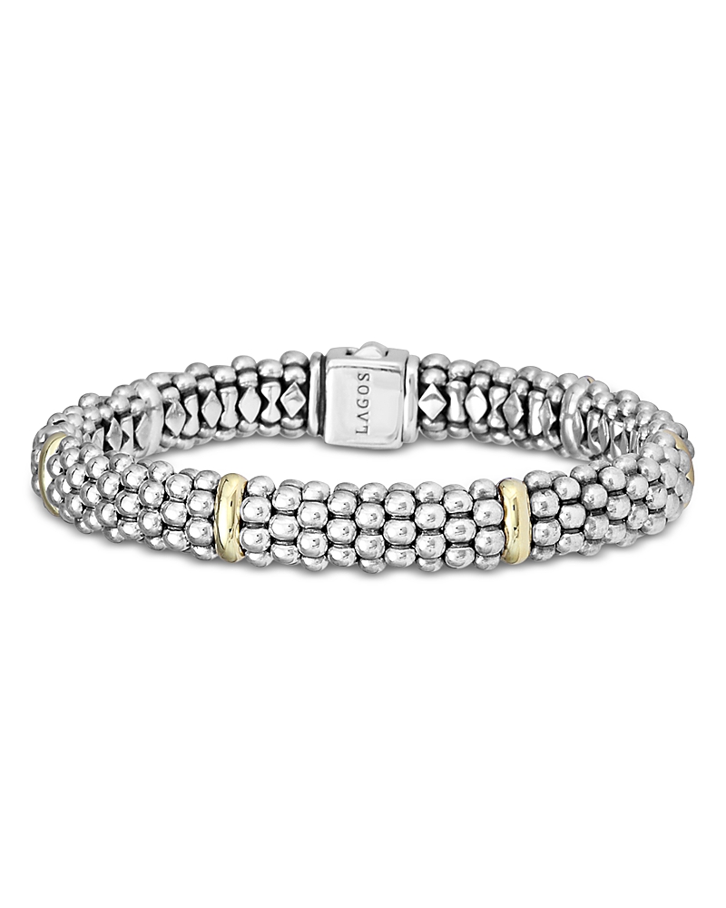 Lagos Sterling Silver & 18K Yellow Gold Caviar Bracelet