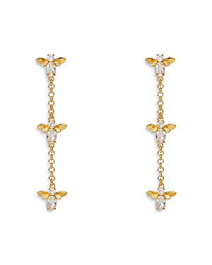 Shop Lele Sadoughi Crystal Honeybee Linear Drop Earrings In Gold