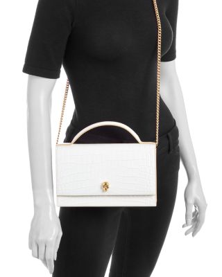 Skull Croc Embossed Leather Shoulder Bag