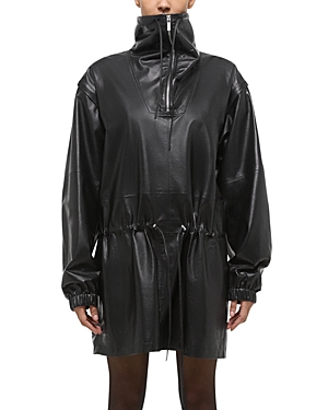 Shop Helmut Lang Leather Dress In Black