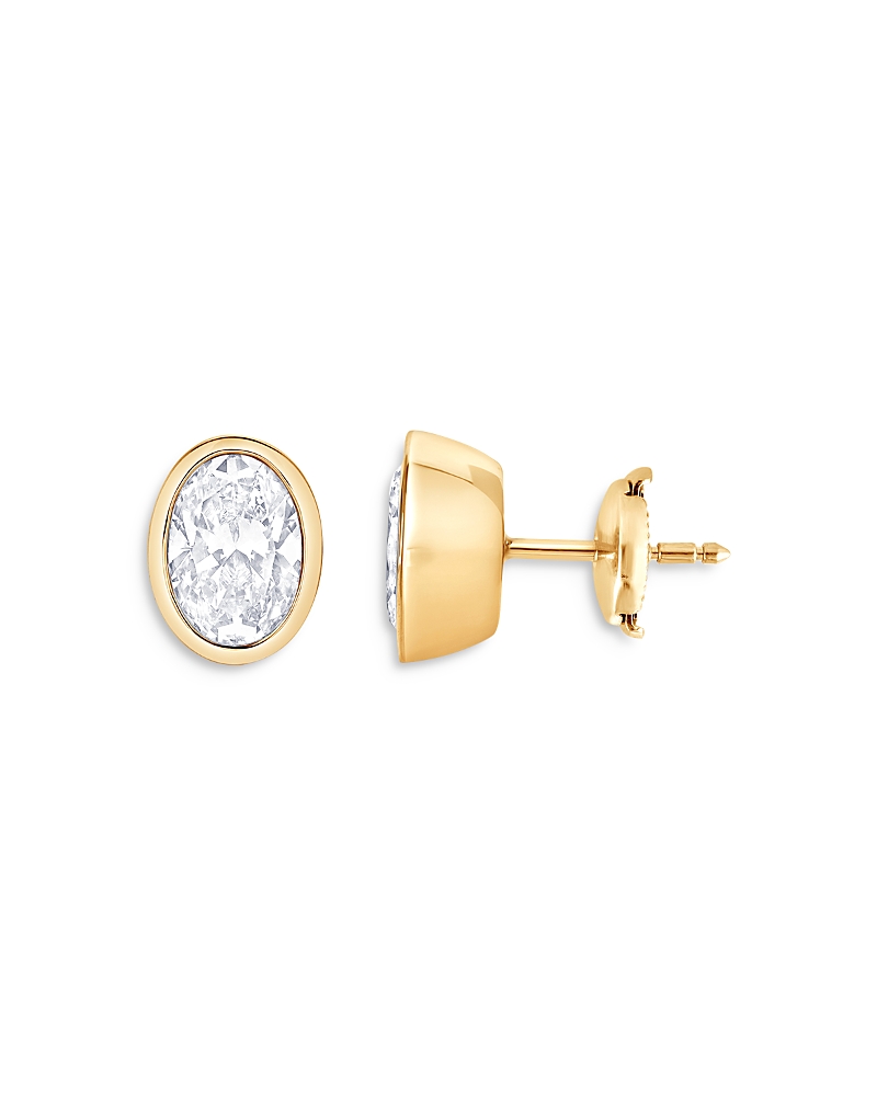 Bloomingdale's Certified Lab Grown Diamond Oval Bezel Stud Earrings In 18k Yellow Gold, 3.0 Ct. T. W. In Gold