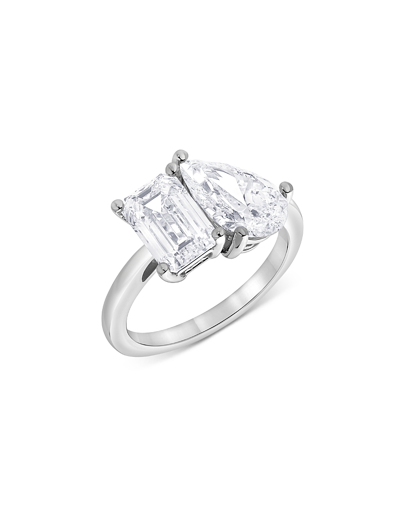 Bloomingdale's Fine Collection Certified Diamond Lab Grown Pear & Emerald Cut Toi Et Moi Engagement Ring in 18K White Gold, 4.0 tcw