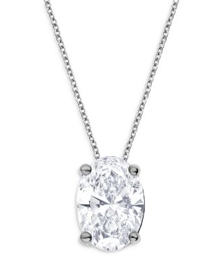 Bloomingdale's Fine Collection - Certified Lab Grown Diamond Oval Pendant Necklace in 18K White Gold, 2.0 ct. t.w.