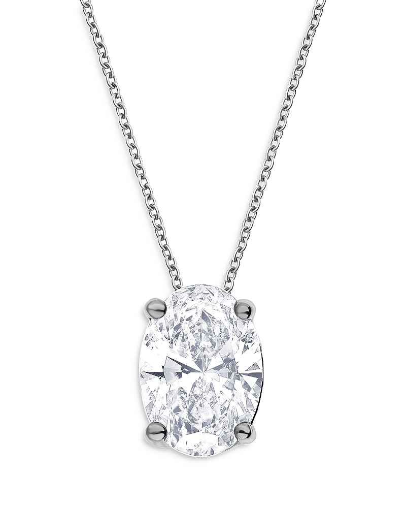Bloomingdale's Fine Collection Certified Lab Grown Diamond Oval Pendant Necklace in 18K White Gold, 2.0 tcw