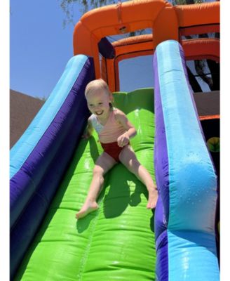 Double Slide Water Park with Climbing Wall & Water Cannon - Ages 5-12