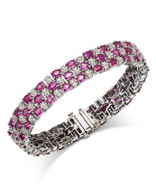 Bloomingdale's Fine Collection - Ruby & Diamond Statement Bracelet in 14K White Gold