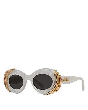 Shop Loewe Paula's Ibiza Oval Sunglasses, 47mm In Gray/gray Solid