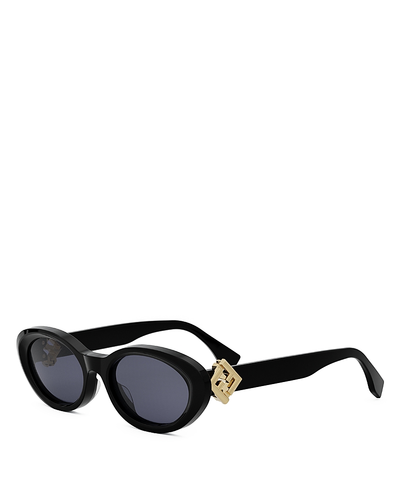 Fendi Ff Diamonds Oval Sunglasses, 53mm In Black/gray Solid