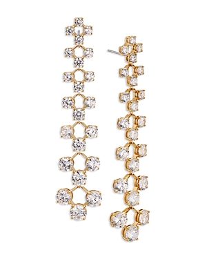 NADRI HALLE CUBIC ZIRCONIA GRADUATED LINEAR DROP EARRINGS IN 18K GOLD PLATED