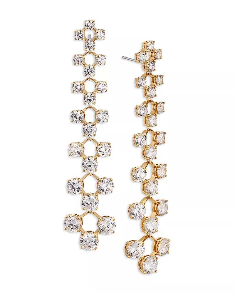 Nadri Halle Cubic Zirconia Graduated Linear Drop Earrings in 18K Gold Plated