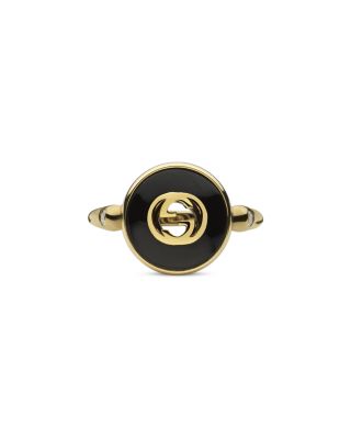 18K Yellow Gold Interlocking Diamond & Black Onyx Ring