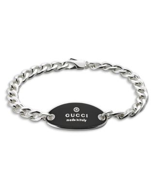 Gucci - Sterling Silver Trademark Black Enamel Link Bracelet