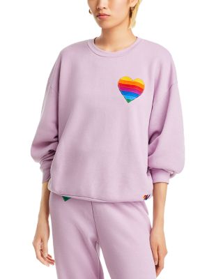 Aviator Nation Rainbow Heart Stitch Crewneck Sweatshirt