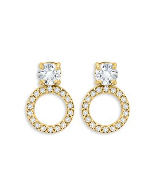 AQUA - Cubic Zirconia Pav&eacute; Open Circle Drop Earrings - Exclusive