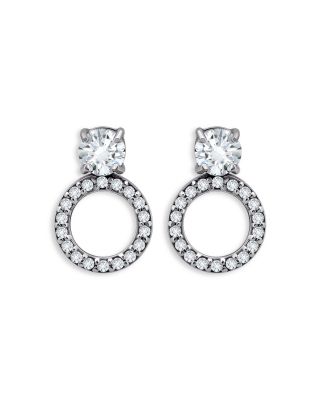 Aqua Cubic Zirconia Pave Open Circle Drop Earrings - Exclusive