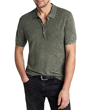 John Varvatos Chatham Crinkle Textured Regular Fit Polo Shirt In Gray