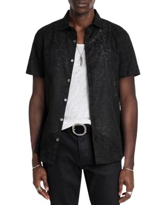 Cotton Lace Jacquard Regular Fit Button Down Shirt 