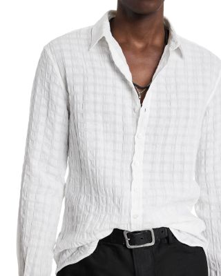 Linen & Cotton Textured Check Slim Fit Button Down Shirt 