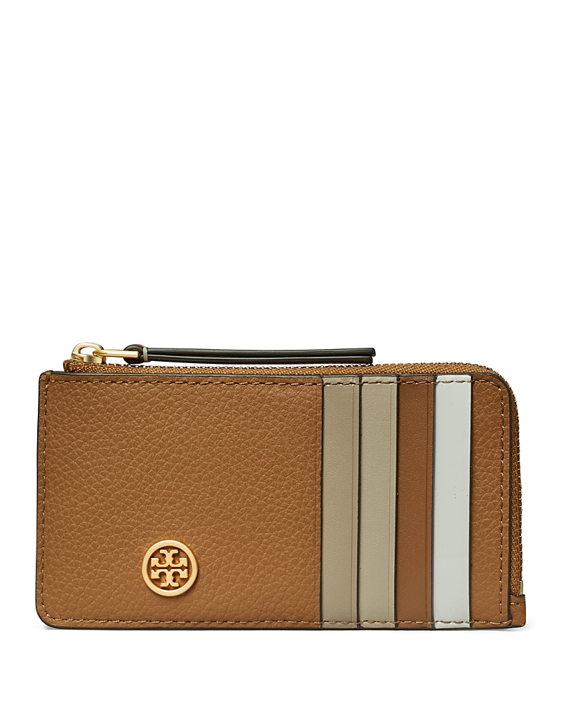 Tory Burch Robinson Pebbled Zip Card Case