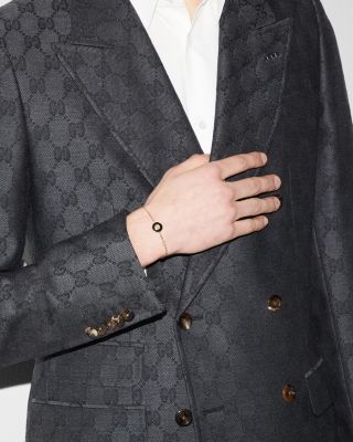 18K Yellow Gold Interlocking Onyx & Diamond Accent Logo Bracelet