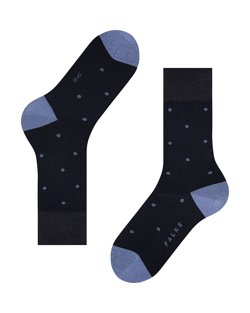 Falke Mercerized Cotton & Nylon Dot Dress Socks In Dark Navy