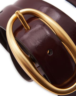Women&#39;s Drew Oval Buckle Patent Leather Belt  