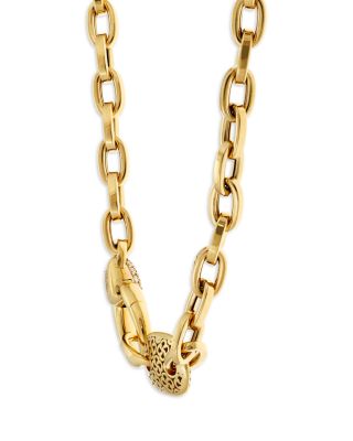 18K Yellow Gold Link Diamond Pave Station Necklace, 17" - Exclusive