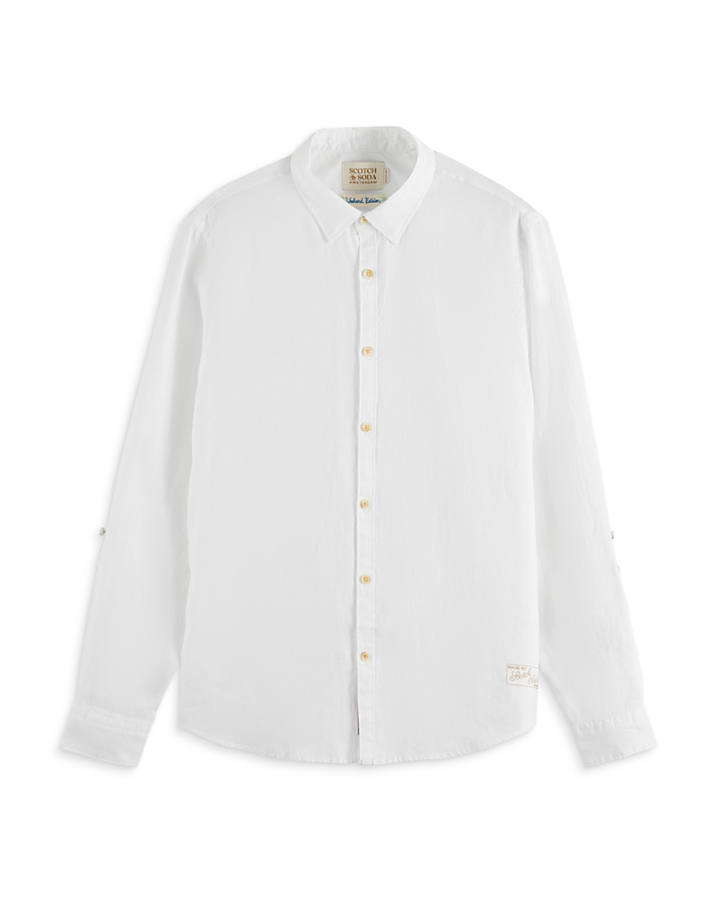 Linen Long Sleeve Shirt with Roll Up Sleeves