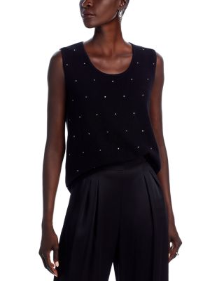 C by Bloomingdale's Cashmere - Cashmere Rhinestone Embellished Sleeveless Sweater - Exclusive