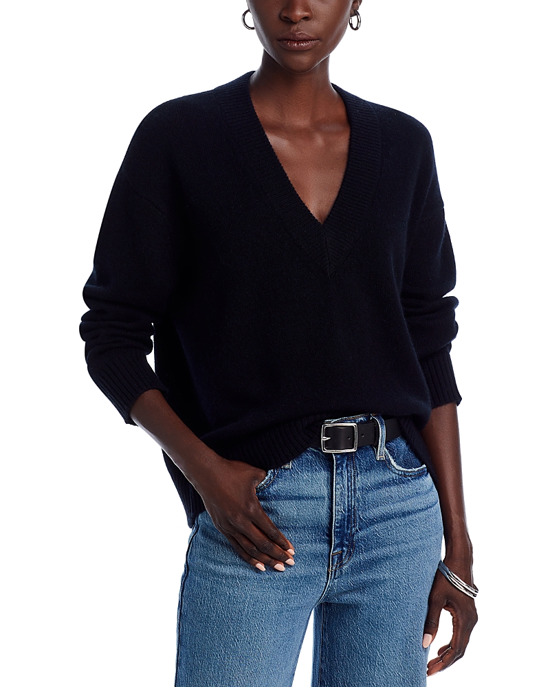 AQUA CASHMERE DROP SHOULDER V NECK SWEATER - EXCLUSIVE