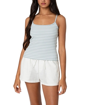 Shop Edikted Gretta Striped Ribbed Tank Top In Light Blue