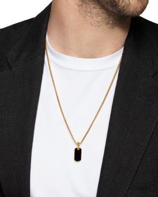 Men's Chevron Tag in 18K Yellow Gold with Black Onyx, 21mm