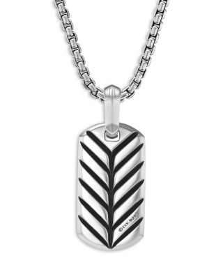 Men's Chevron Tag in Sterling Silver, 21mm