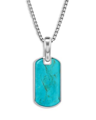 Men's Chevron Tag in Sterling Silver with American Turquoise, 21mm
