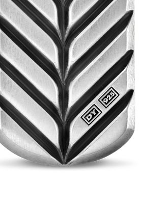 Men's Chevron Tag in Sterling Silver with Black Onyx, 27mm